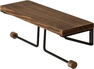 Portarrollos de papel higiénico de baño de madera quemada montada en la pared con barra de metal doble y estante de exhibición de 15 pulgadas - Product Image 5