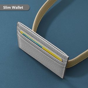 Tarjetero, billetera de cuero genuino para hombres y mujeres con 6 ranuras para tarjetas y 1 billetera de bolsillo para hombres - Product Image 2