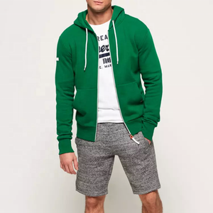 เสื้อฮู้ดมีซิปสำหรับผู้ชายเสื้อออกกำลังกายผ้าฟลีซพิมพ์ลายสำหรับใส่ออกกำลังกายแนวสตรีทน้ำหนักเบาสีพื้น - Product Image 3