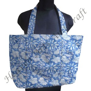 Handmade Block Printed Cotton Canvas Tote <b>Bag</b> Vintage Bohemian Ladies Shoulder <b>Bag</b> Two Straps Indian Fashion Shopping Tote <b>Bag</b> - Product Image 5