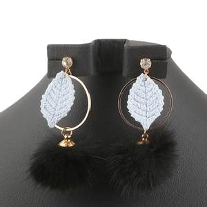 Women's Fur Earrings - Black - Product Image 1