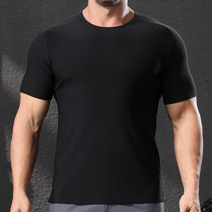 เสื้อยืดออกกำลังกายกลางแจ้ง ผ้าเนื้อยืดหยุ่นสูง แบบผ่าข้าง สำหรับพิมพ์ลาย เสื้อยืดเปล่าขายส่ง - Product Image 4