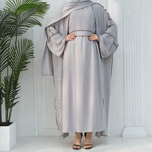 Abaya longue en soie anti-plis de Dubaï, style vintage, haute qualité, faite à la main, pour femmes musulmanes, idéale pour la prière - Product Image 4