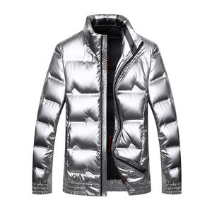 Chaqueta acolchada para hombre de OEM de ropa personalizada, chaqueta universitaria informal de invierno con botones para primavera chaqueta con cremallera de tela tejida teñida lisa - Product Image 1