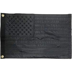 Lot de 2 drapeaux américains noirs 12x18, entièrement noirs, étoiles brodées 1x1,5, drapeau de bateau robuste, bandes en nylon durables cousues - Product Image 5
