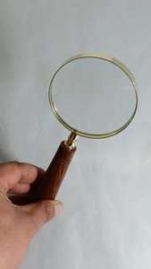 Vintage Decorative Brass <b>Magnifying</b> <b>Glass</b> with Brown Wooden Handle Antique Style Handheld Tableware Digital Printing - Product Image 6