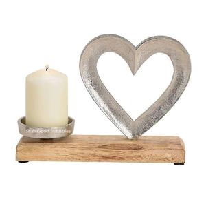 Star Design Aluminum <b>Tealight</b> <b>Candle</b> Holder on Rect Wooden Base Nickel Finished for Home and Christmas Decoration - Product Image 2