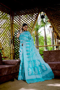 JAMDANI ALGODÓN SEDA SAREE - Product Image 3