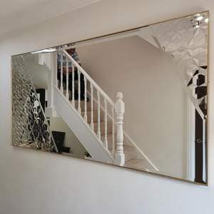 Home Decor Irregular Aesthetic Curvy Bathroom <b>Mirror</b> Modern <b>Gold</b> Mid Century Asymmetrical Wood <b>Frame</b> Glass - Product Image 2