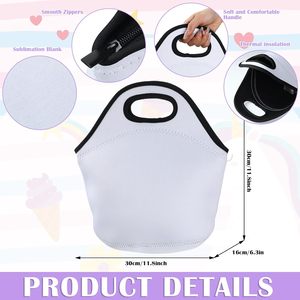 Sac à déjeuner isotherme en néoprène vierge pour sublimation, boîte souple réutilisable et légère, étui de transport alimentaire thermique, sacs à main - Product Image 2