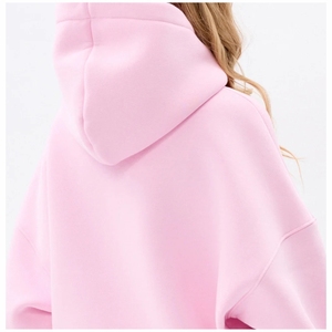 เสื้อฮู้ดดี้ผู้หญิงทรงหลวม แขนยาว ผ้าฝ้ายฟลีซ 100% ระบายอากาศได้ดี แห้งเร็ว มีโลโก้ด้านหน้า สไตล์ลำลองสำหรับฤดูหนาว - Product Image 5
