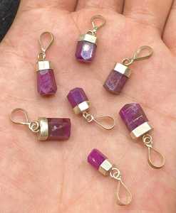 Ensemble de pendentifs en cristal de rubis naturel 7 pièces en argent sterling 925 bijoux de pierres précieuses collier fait main cadeau pour elle - Product Image 4