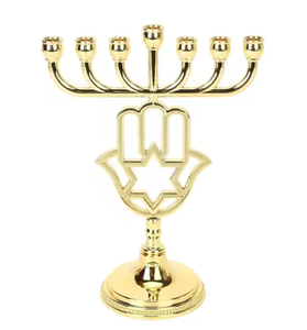 Menorah de oro elegante y moderno para Janucá, velas estándar de Hanukah, rama altamente decorativa, llegada religiosa de tendencia superior - Product Image 3