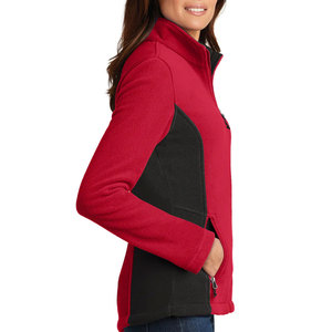 Veste polaire à fermeture éclair complète pour femme, rouge/noir, fermeture éclair, veste polaire légère - Product Image 3