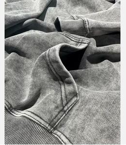 Fabricant vente en gros de sweats à capuche délavés à l'acide pour hommes poids lourds personnalisés 100% coton lavé à la pierre hiver haute qualité sweats Boxy - Product Image 3