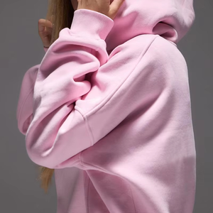 Pull-over surdimensionné de luxe personnalisé à la mode Sweat à capuche rose épais en coton polaire Baggy rose à capuche vierge pour femmes - Product Image 4