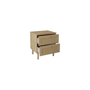 Table de chevet moderne en bois à 2 tiroirs, style campagnard, 50 cm de large, avec garantie de 2 ans - Meuble de chambre élégant et pratique - Product Image 3