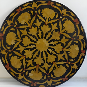 โต๊ะกาแฟทรงกลมดีไซน์ทันสมัยอมตะวิลลาตกแต่งด้วยหินอ่อนสีดำดีไซน์ดอกไม้ด้วยหินธรรมชาติ - Product Image 1