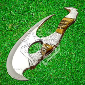 Custom Full Tang D2 Steel Hunting <b>Camping</b> Bearded <b>Axe</b>, Ram Horn Handle Tomahawk Real Hatchet with Leather Sheath, Ideal Gift - Product Image 2