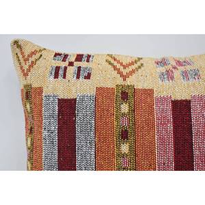 <b>Orange</b> Vintage Floral Geometric Wool <b>Pillow</b> 20x28 Inch Traditional Style Washable Boho Feature for Home Use - Product Image 2