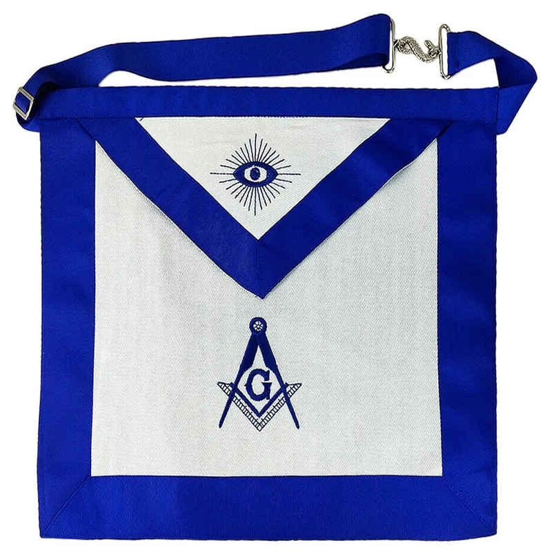 Avental de oficial Freemason azul feito sob medida, quadrado e bússola com G | Avental Americano bordado à máquina