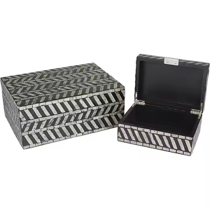 Boîtes à cadeaux sculptées en résine incrustée de feuilles Boîte à bijoux décorative pour la maison faite à la main Taille personnalisée Coquillage nacre - Product Image 3