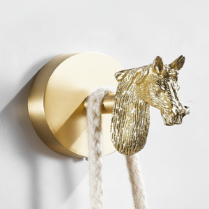 Crochet décoratif élégant en forme de tête d'animal doré JIBH033, porte-manteau mural haut de gamme, porte-serviettes, porte-robe, design en résine à une seule pointe - Product Image 3