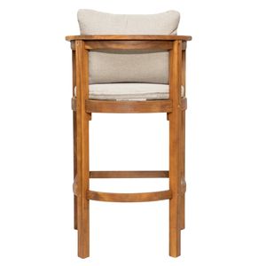 Chaise de bar contemporaine haut de gamme rembourrée en bois massif avec accoudoirs pour comptoir de cuisine, salle à manger, café, hôtel, projets commerciaux - Product Image 4