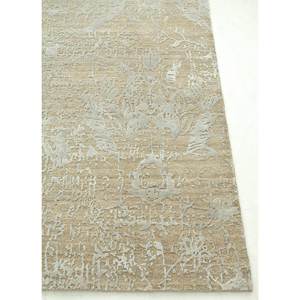 Alfombra Rectangular Kavi's Beige y Marrón de Lana y Seda de Bambú Anudada a Mano con Patrón Floral para Hogar o Pasillo, Alfombras Jaipur FR-Esk-624 - Product Image 3