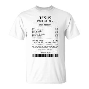 Maglietta Jesus Paid IT All Christian con design sul retro, prodotto promozionale - Product Image 1
