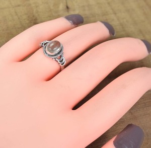 Bague cabochon en pierre précieuse rutile dorée naturelle faite à la main en argent sterling massif 925 en argent 925 estampillé bijoux en argent bague de mode - Product Image 2