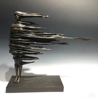 Personnalisé 40cm Art Artisanat Ornement Bureau Décor Collection Cadeau Femme Forte dans le Vent Corps Humain Sculpture Moderne Bronze Statue