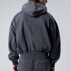 Alta calidad de peso pesado 100% algodón 500gsm hombres con capucha de Color personalizado de gran tamaño con cremallera sudaderas con capucha de lana para hombres ropa adultos - Product Image 4