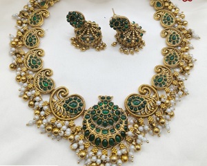 Ensemble collier ras-de-cou et boucles d'oreilles plaqué or de qualité supérieure, style traditionnel, pour femme, idéal pour les fêtes et les mariages - Product Image 4