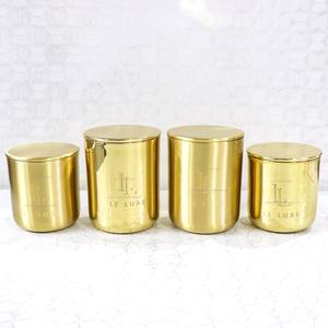 Pot à bougie en métal doré en laiton personnalisé récipient de luxe pour la maison avec de nouveaux designs conteneurs vides en étain pour la fabrication de bougies et la décoration de la maison - Product Image 5