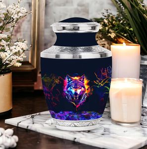Urna funeraria de diseño de lobo para papá, urna de cremación para adultos, urna conmemorativa masculina para cenizas humanas para mujeres, urna decorativa de tamaño personalizado - Product Image 4