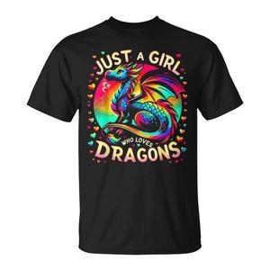 T-shirt unisexe pour adulte à manches courtes et col rond avec impression numérique Just A Girl Who Loves Dragons - Product Image 1