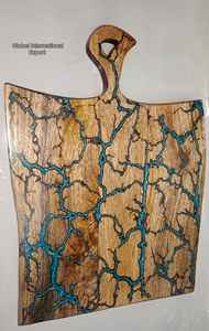 Tabla de cortar de resina azul y madera hecha a mano de lujo, tabla de servir de charcutería de queso Premium para Cocina - Product Image 2