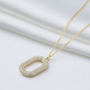 รูปทรงเรขาคณิตรูปไข่เพทายหินกลวงเสน่ห์จี้ตุรกีแฮนด์เมด925สเตอร์ลิงเครื่องประดับเงิน - Product Image 4