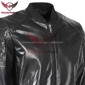 Chaqueta de bombardero de motocicleta de cuero genuino de invierno al por mayor de calidad superior para hombres logotipo personalizado disponible cortavientos de talla grande - Product Image 5