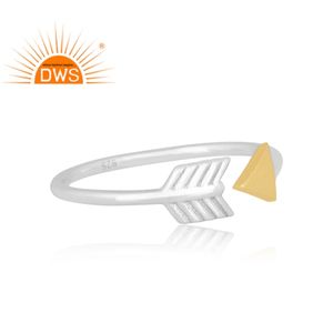 Anillo ajustable con diseño de flecha de plata esterlina fina hecha a mano, joyería personalizada para mujer, regalo para ella - Product Image 3