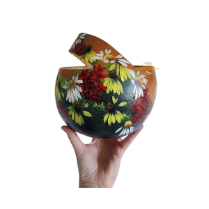 Panier en gourde naturelle de style rustique, fabriqué à la main à partir de gourdes séchées pour des intérieurs écologiques - Product Image 1