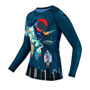 Mens Fitness Imprimir Costura Compresión de manga larga Deportes Correr Entrenamiento Rash Guard Secado rápido Medias de alta elasticidad - Product Image 2