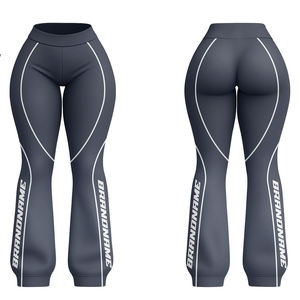 Pantalones de Yoga de Lujo de 260 GSM, de Poliéster y Elastano, Color Marrón, Tejido de Soporte, Diseño de Panel Lateral Moldeador, Estampado por Sublimación - Product Image 3