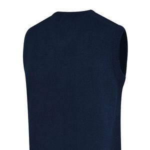 High Quality 100% Cotton Navy Plain <b>V</b>-<b>Neck</b> Sleeveless <b>Sweater</b> Customizable Winter Outfit-Breathable Anti-Wrinkle - Product Image 5