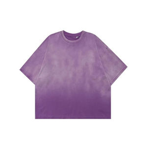 T-shirts personnalisés délavés à l'acide 100% coton respirant tricoté anti-froissement anti-boulochage style décontracté logo avant unisexe homme - Product Image 2