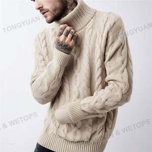 Pull à col roulé en tricot moderne coupe ajustée pour hommes pull-over chaud élégant mode confortable respirant vêtements d'hiver décontractés - Product Image 3