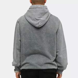 Sweats à capuche légers délavés à l'acide pour hommes avec tissu respirant et coupe décontractée, adaptés à la superposition en toutes saisons, sweats à capuche pour hommes - Product Image 3