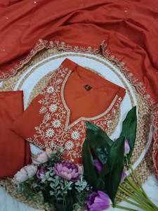 Pure Viscose Chinon Kurti SetStylish Viscose Chinon Suit con bordado y Dupatta | Conjunto de Ropa Étnica india | Kurti Bottom S-XXL - Product Image 5