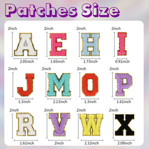 Écussons en tissu chenille brodés à coudre, lettres et badges personnalisés, ensemble de motifs floraux écologiques pour chapeaux et vestes - Product Image 5